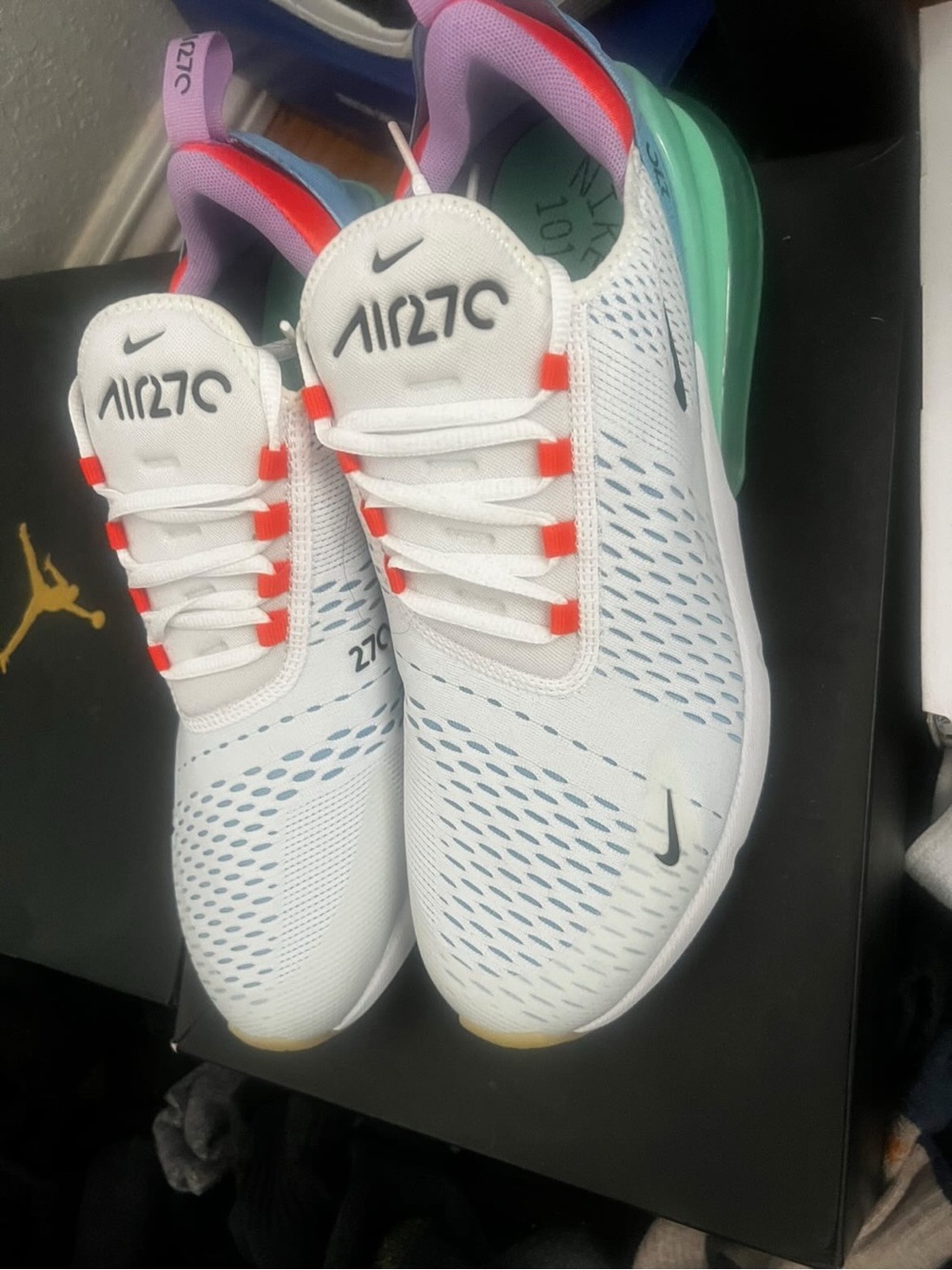 Nike Air270 White with Mint & Coral Accent Sneakers